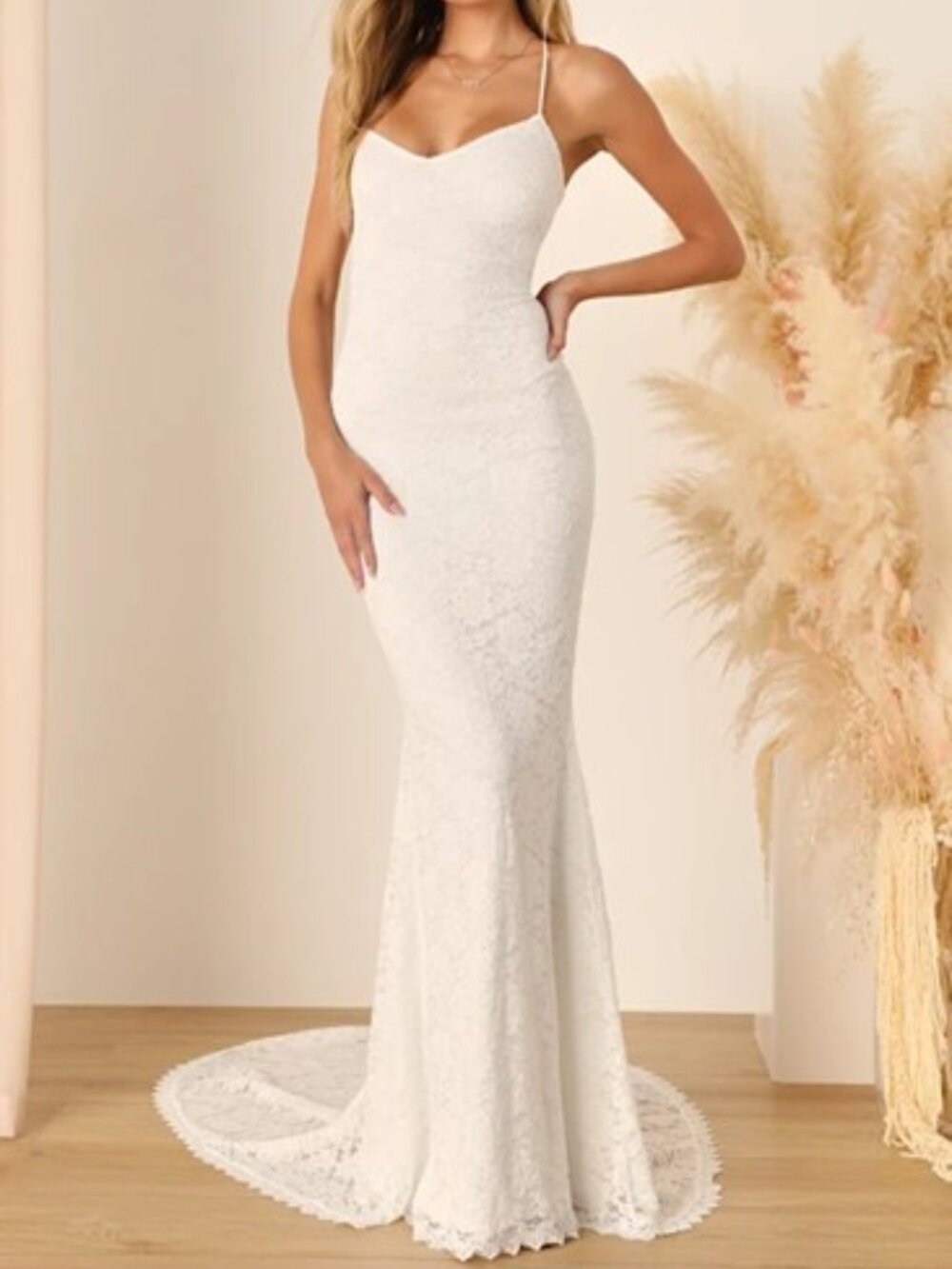 NWT LuLus Perfectly Beloved White Lace Sleeveless Lace-Up Maxi Dress - Large